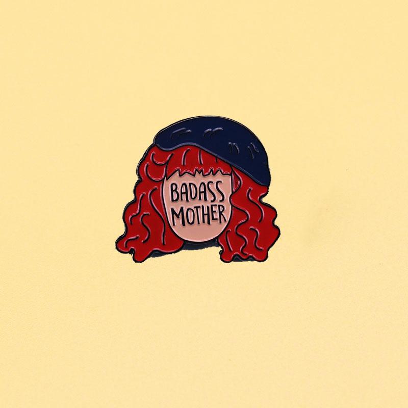 

Pins, Brooches Badass Mother Enamel Pins Cute Cartoon Brooch Men Women Fashion Jewelry Gifts Anime Movie Novel Hat Dress Lapel Badges