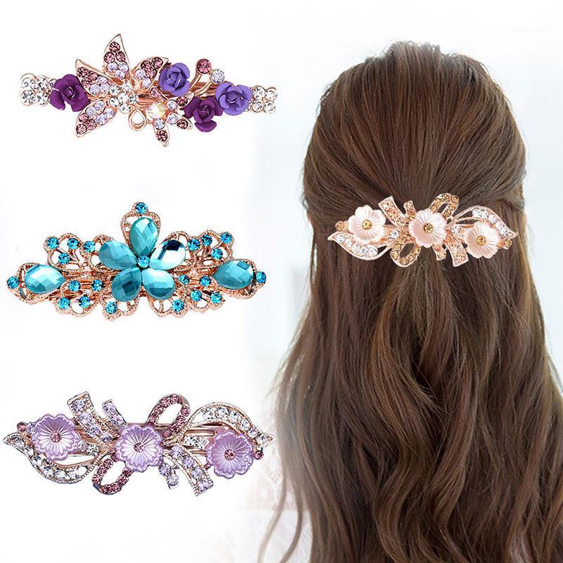 

Hair Clips & Barrettes Elegant Crystal Pins Alloy Flowers Wedding Bride Tiara Headwear Women Barrette Jewelry Accessories, Golden;silver