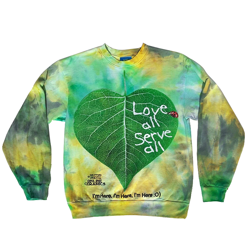 

2021 20fw New Top Kanye West Love All Serve Tie Dye Men Women Digital Printing Crewneck Hoodie Sweatshirts D5lz
