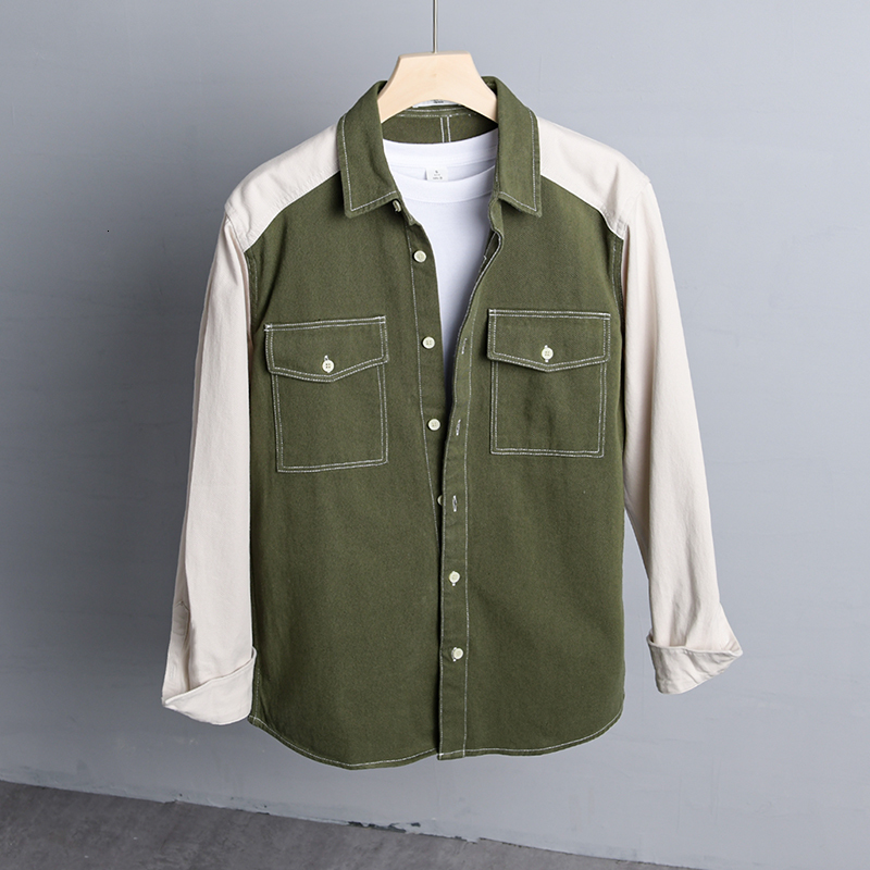 

2021 New Arrival Long-sleeved Brand Fashion Comfortable Shirts for Men Casual Patchwork Shirt Mens Chemise Camisa Cj6k, Green