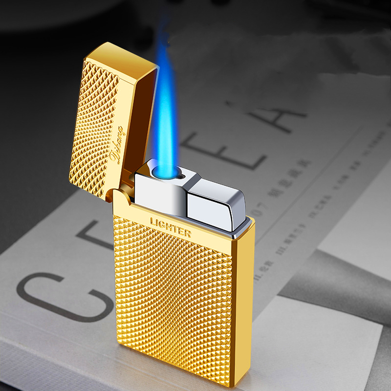 Nouveau briquet à cigares de la torche avec ping-sons à la coupe-vent du butane gonflés gadgets de tuyau de flamme bleu bleu