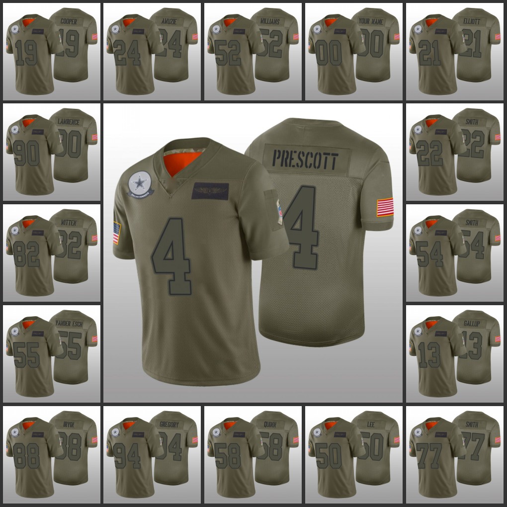 

DallasCowboysMen Women Youth #82 Jason Witten 19 Amari Cooper 54 Jaylon Smith 4 Dak Prescott 21 Ezekiel Elliott Custom Camo Salu, Black
