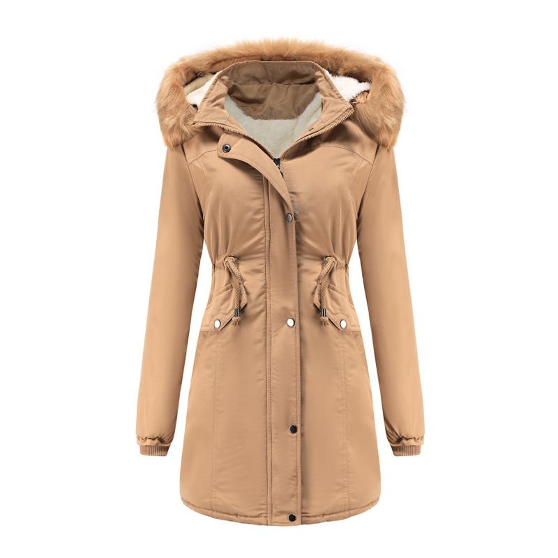 

Women's Trench Coats Warm Coat Jacket Outwear Fur' Lined Winter Hooded Thick Overcoat Hoodies Cotton Streetwear