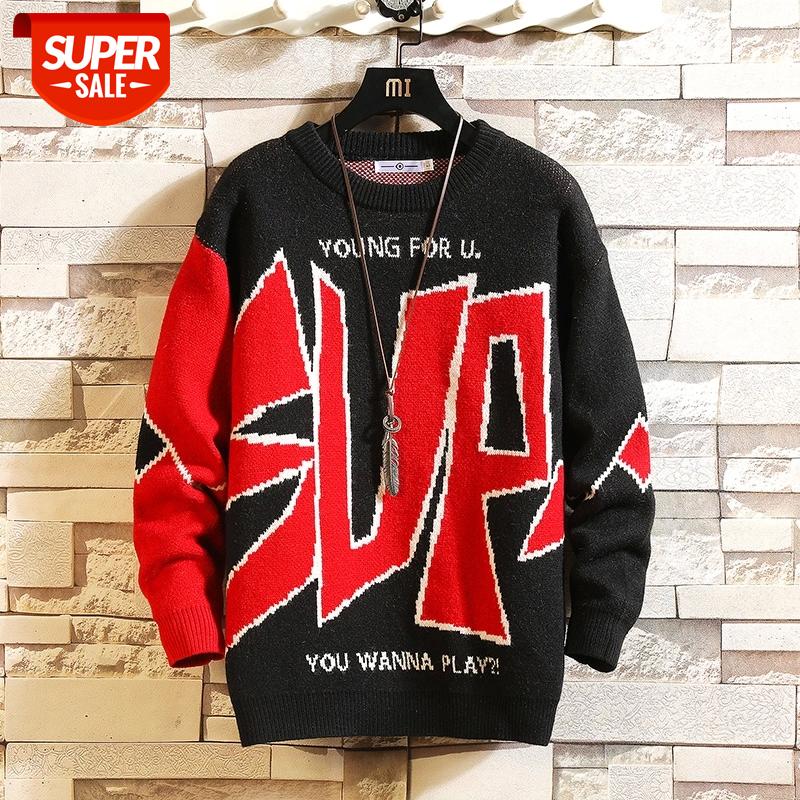 

2021 New Sweaters Men'S Black Blue Red Long Sleeves Autumn Winter Pullover Knitted O-Neck Plus OverSize 5XL #0s7t, White;black