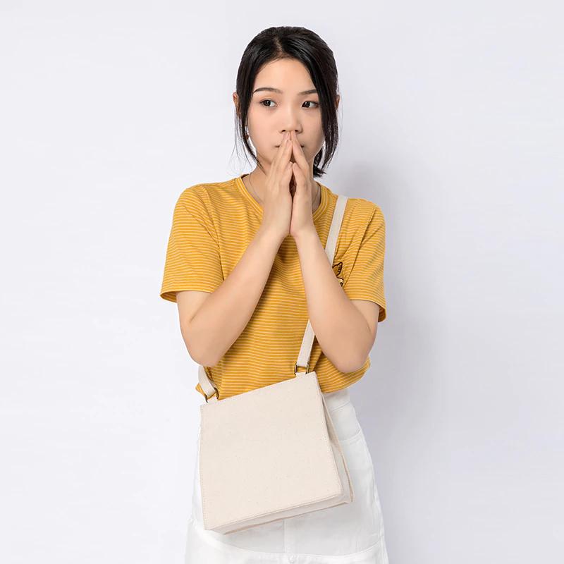 

Western style small canvas literary handbags Mori shoulder square bags, Black