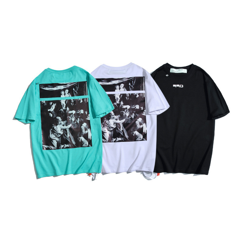 

Chao Brand Off Style White Madonna Jesus Deceleration Belt Arrstyle Short Sleeve T-shirt for Men and Women