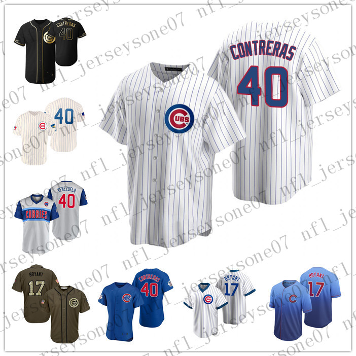 

Custom Chicago men women youth Cubs 40 Willson Contreras 17 Kris Bryant white blue gray black Authentic 2020 Home Jersey