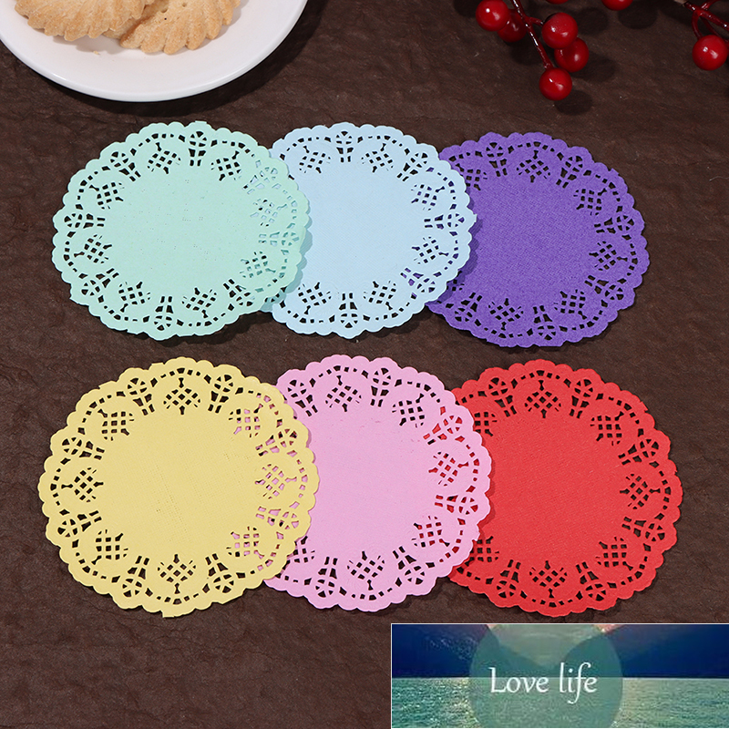 

100pcs/set 3.5''Colored Flower Lace Round Paper Doilies Placemat Craft Tableware Decoration