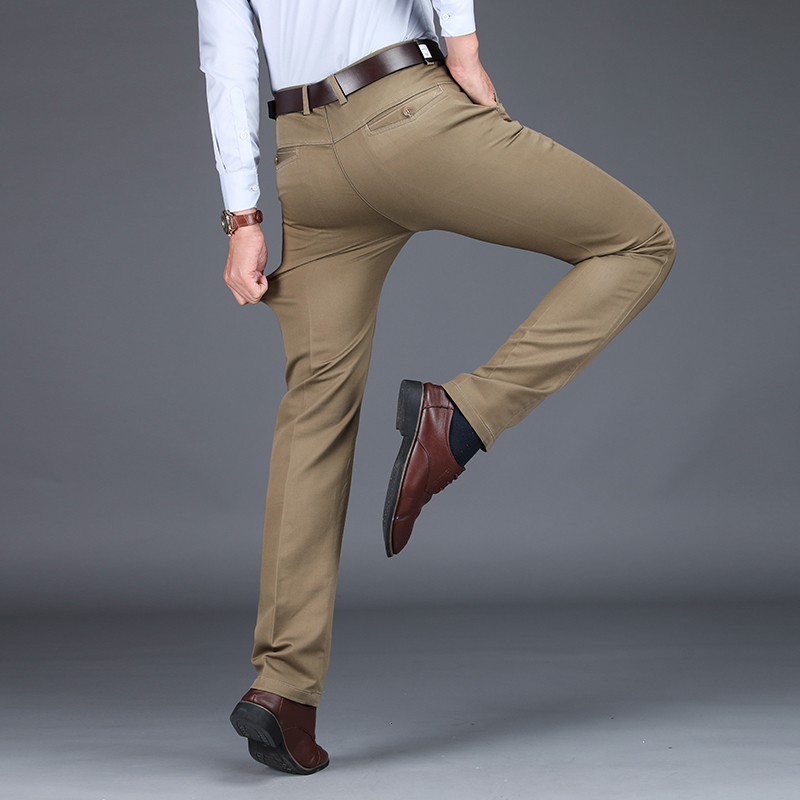 

2021 New Mens Suit Fashion Stretch Slim Straight Men Pant Anti Wrinkle Casual Business Quality Trousers Male Winter B1ep, Khaki