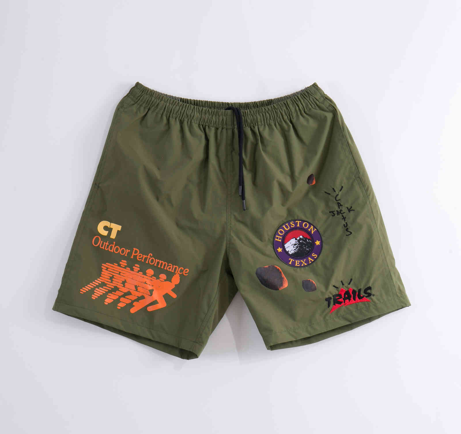 

Travis Scott cactus Jack running trails shorts, White;black