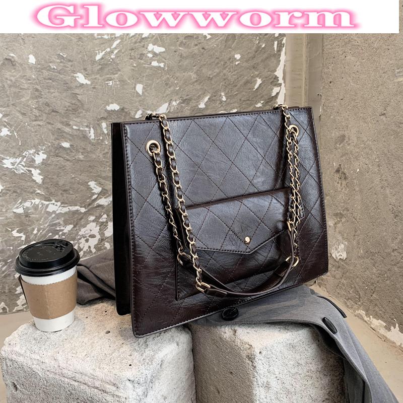 

High-quality autumn and winter large-capacity tote bag Female 2021 new fashion chain women's designer shoulder messenger bag, White