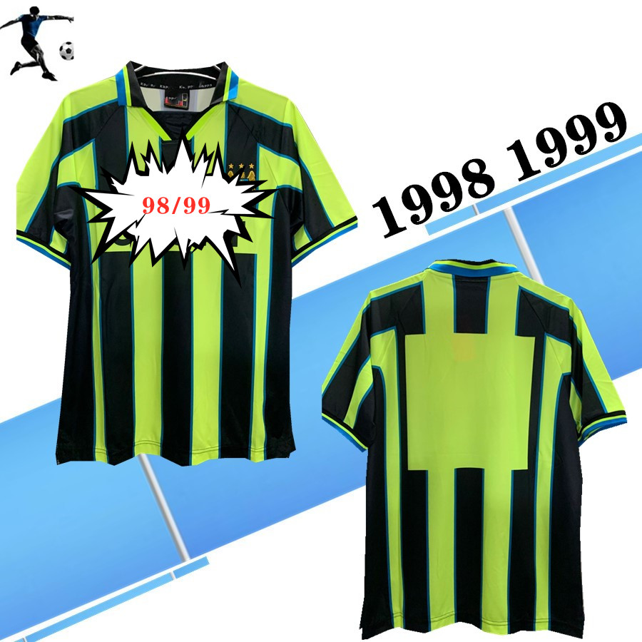 

Top 1998 1999 MAN Ster Away Shirt Retro soccer jerseys Lee Crooks Goater Vaughan Wiekens Horlock 98 99 City classic Retro football shirts, Black;yellow