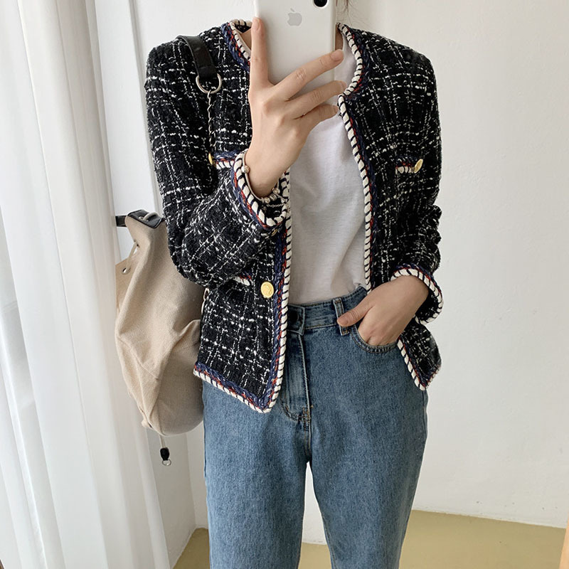 

Women's Jackets Fall winter women fancy jackets pockets long sleeves elegant women's coat thin outward the female neck only breasted jk544 JTRU, 1# shoe box
