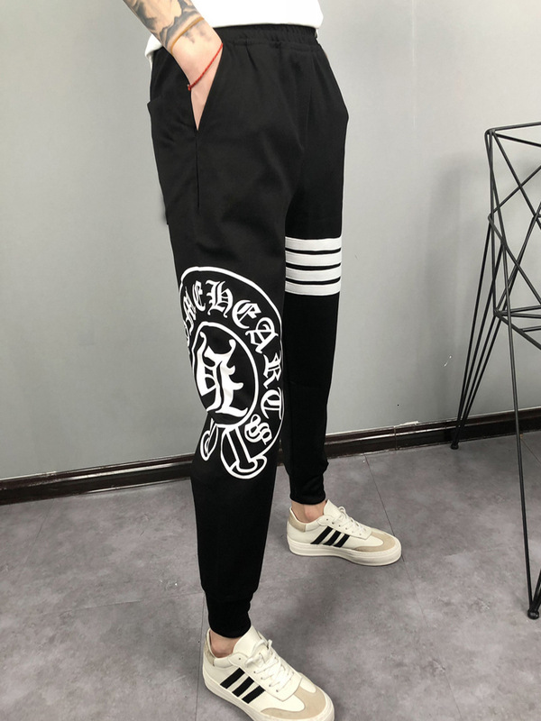

Summer Net Red Men's Korean Version Trend Slim Fit Small Leg Capris Social Spirit Little Guy Corset Casual Pants, Black
