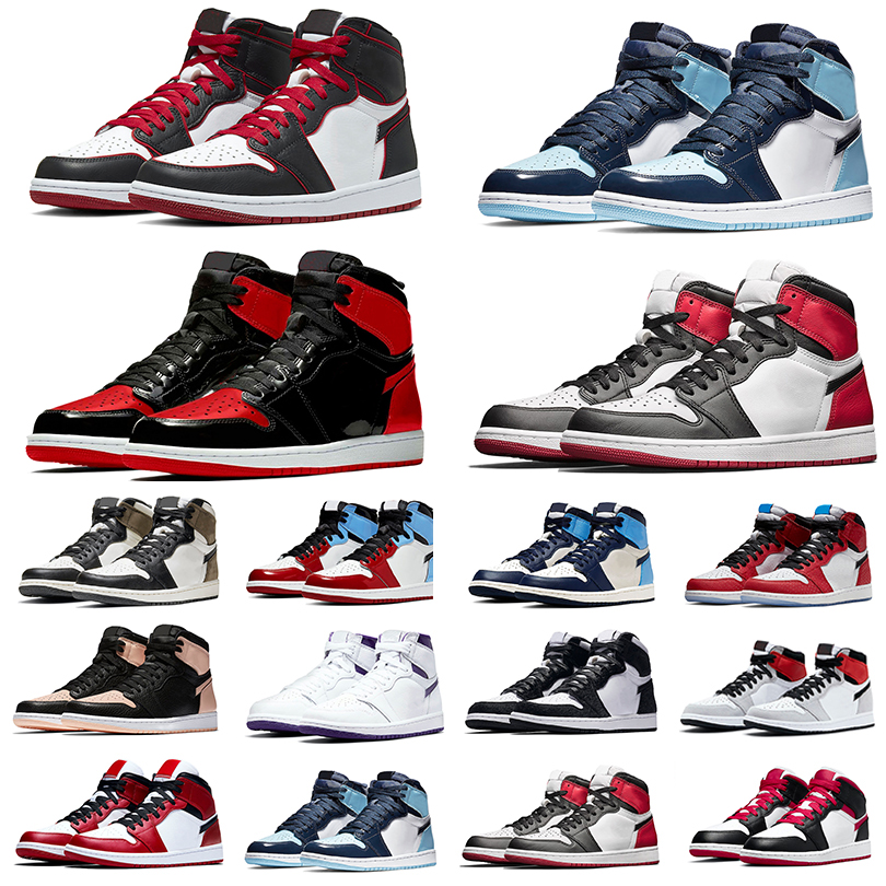 

2022 Mens 1 high OG basketball shoes 1s Bred Patent Bordeaux University Blue dark mocha bred shadow UNC twist seafoam men women Sneakers trainers, Pay for box