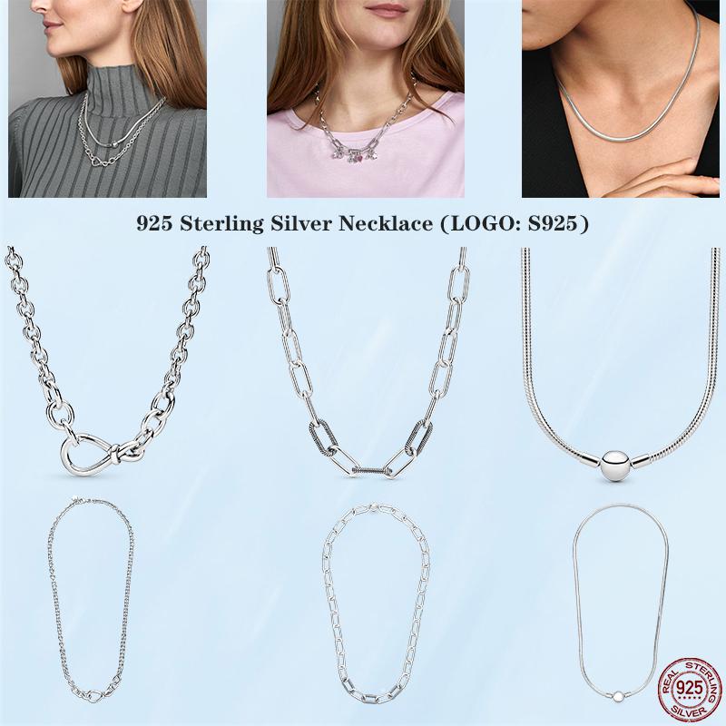 

Chains Female Fashion 925 Stirling Silver Me Snake Necklace Chain Chunky Infinity Knot Suitable For Jewelry Gift