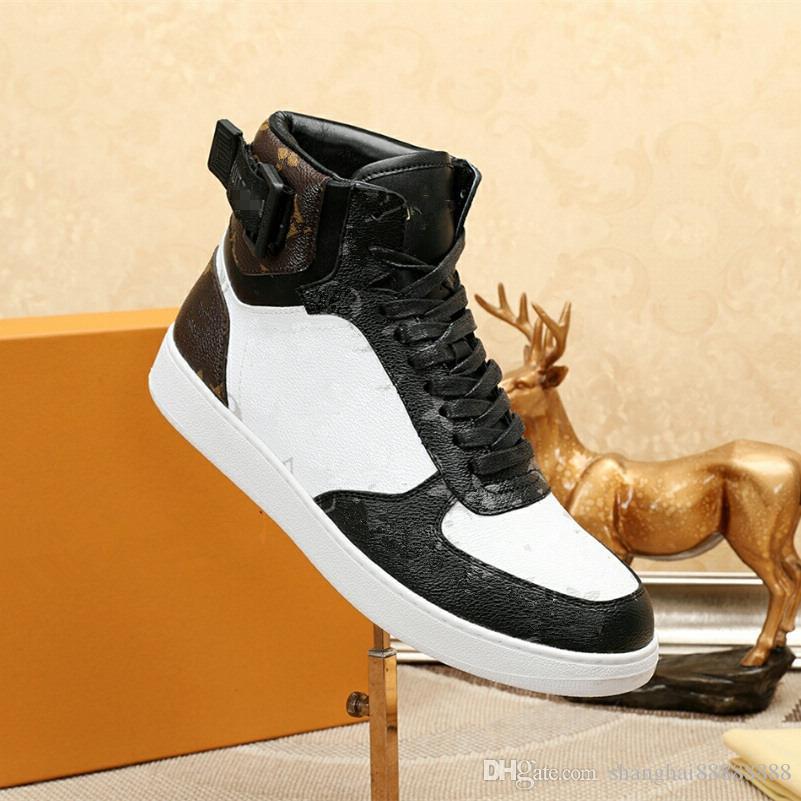 

high quality luxury designer shoes luis lvlouis LVLouisVitton Vutton louie high top leather RIVOLI SNEAKER trainer, 20#