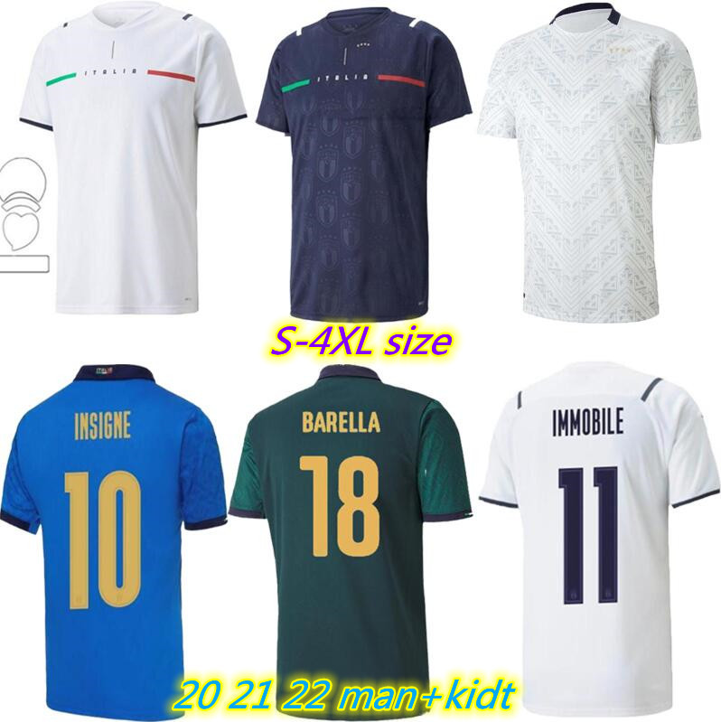 

S-4XL 2021 Italy home away 3th soccer Jersey BARELLA SENSI INSIGNE 20 21 22 European Cup Renaissance CHIELLINI BERNARDESCHI man+kids football shirts, Black;yellow