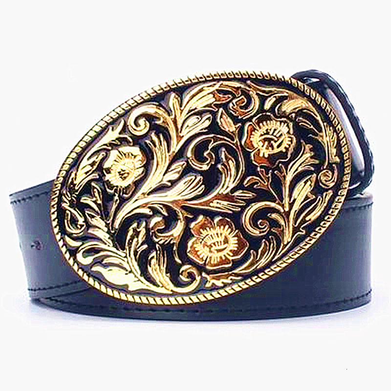 

2021 New Golden Straw Fashion Women's Metal Gold Belt Arabesque Pattern Popular Decorative Strap Zdr6, Black