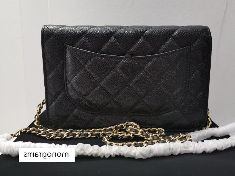 

5A Best Quality A33814 Cavier Quilted Flap Wallet on Chain women Gold and Silver hardware with Dust Bag+Box DHL Shipping
