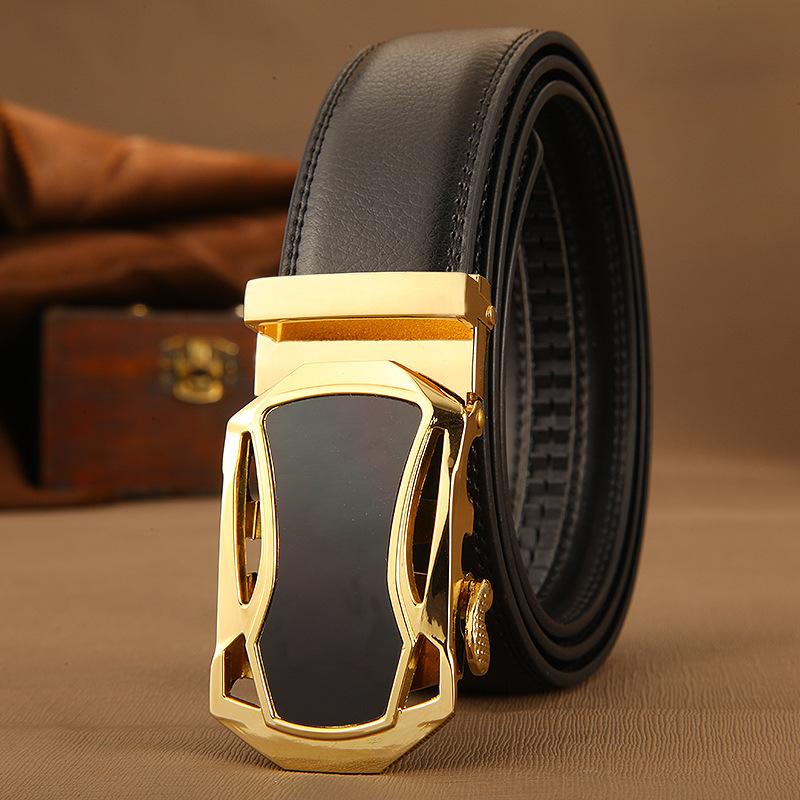 

Belts 2021 Men's Belt Genuine Leather Cowhide Pant For Automatic Buckle Korean Style Fashion Brand, Black;brown