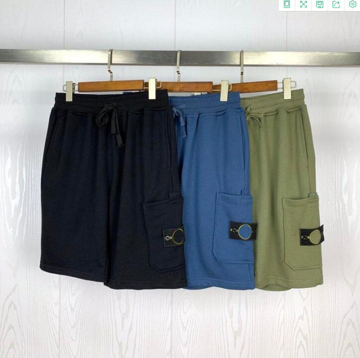 

21SS ISLAND Spring STONE Summer Cargo Shorts Men Women Military Style Cotton Multi Pocket Casual Compass Badge Embroidery 030202, White;black