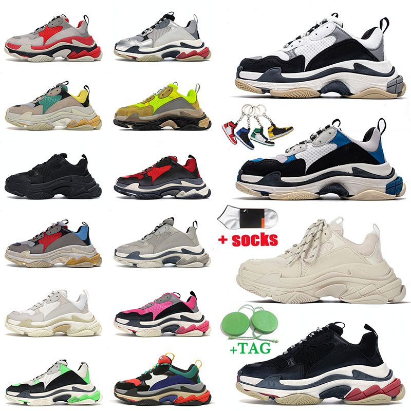 

Crystal Bottom Luxurys Designers Men Trainers Casual Triple S Shoes White Grey Black Pink Outdoor Platform sneakers Original Women Paris 17 FW Balencaiga Leather, B10 pink 36-40