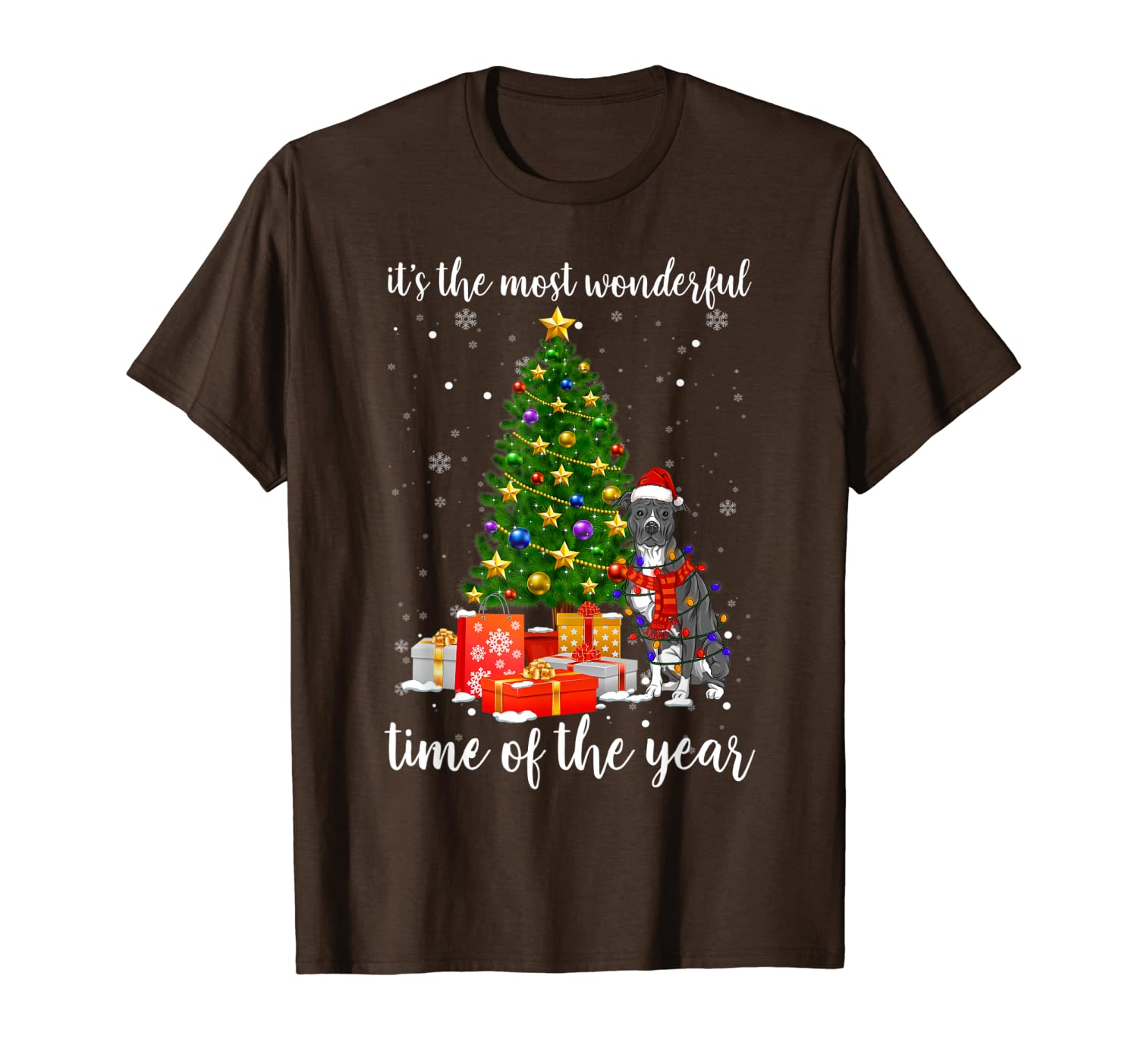 

it's the most wonderful time of the year pitbull t-shirt, White;black