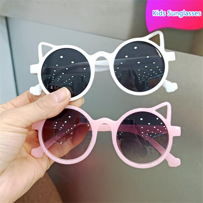 

Sunglasses Toddler Girl Boy Children Sunglases Kids Cartoon Cat Ear Shape Sun Glasses Round Eyewear Cute Baby Shades UV Protection