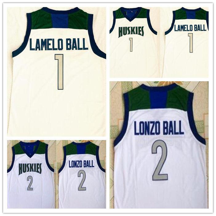 

HOT Huskies high school Stitched LONZO BALL Stitched 1 Lamelo Ball Swingman jerseys Jersey SHIRTS cheap whole sport basketball 2, Black;red