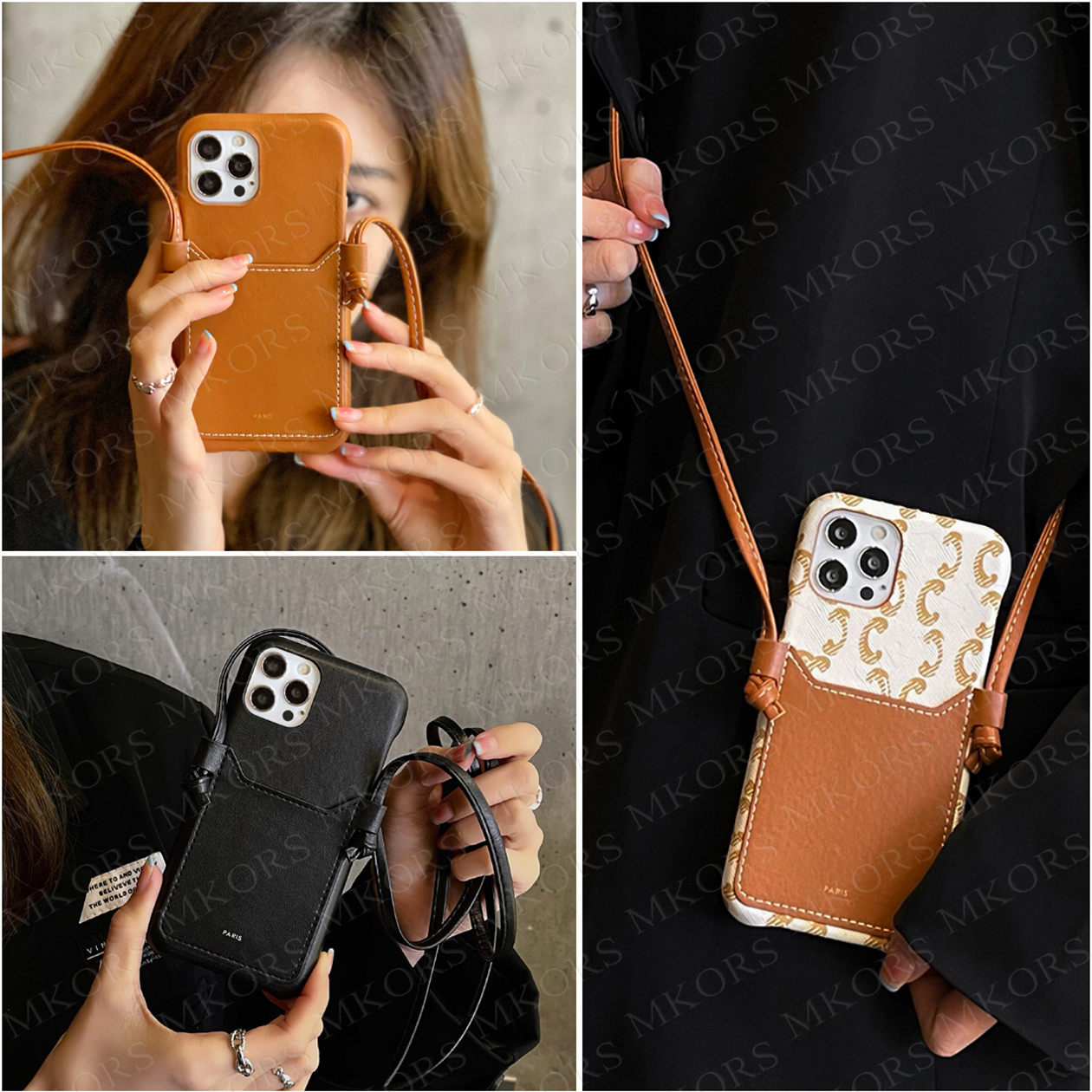 

Designer Celxxe Card Slot Holder Cell Phone Cases for IPhone 13 13pro 12 Pro 12pro 11 11Pro Max X Xs Xr 8 7 Plus Leather Shoulder Strap Case Cross Body String Cover, #2