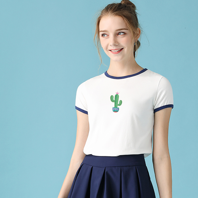 

2021 New Kpop Harajuku Kawaii Cactus Printing Korean Summer School Clothes Fine Fashion Short Female T-shirt Streetwear Es93, Got it