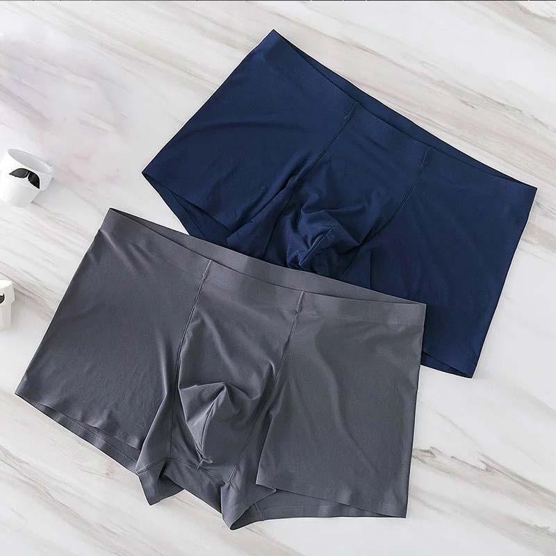 

Underpants Seamless Men Underwear Silk Breathable Spandex 3D Crotch Boxer Nylon Shorts Slips -XXXL, Black