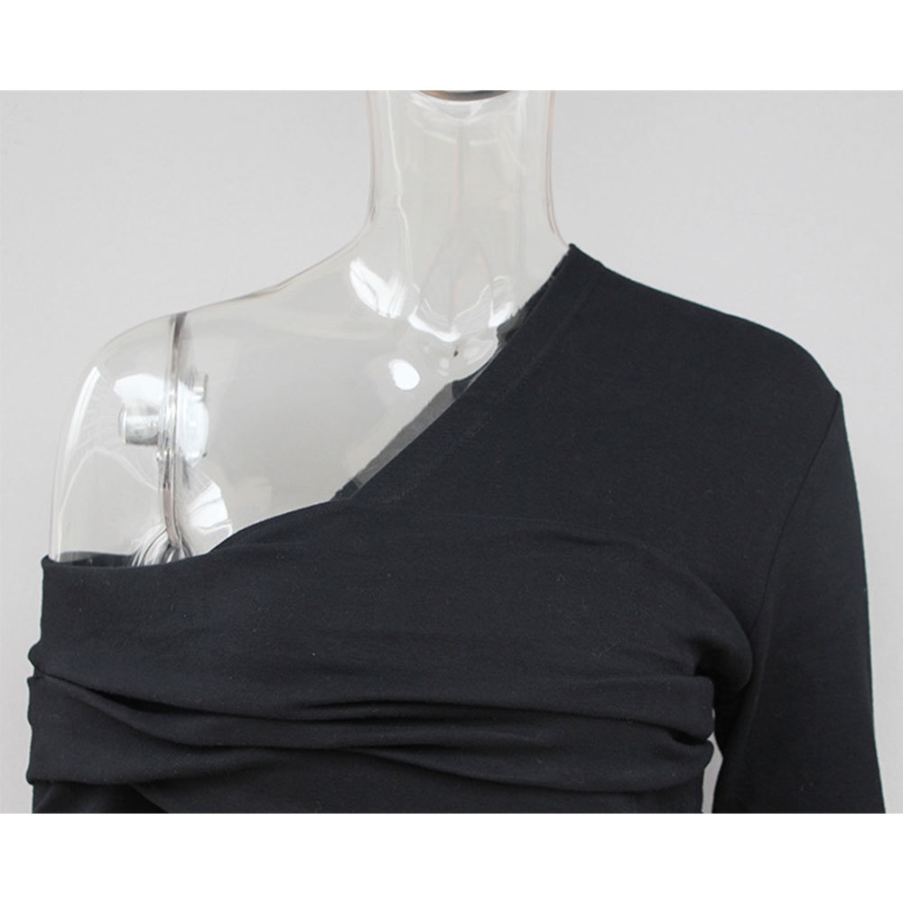 

2021 New Sexy One Shoulder Long Sleeve t Women Elegant Female Tee Shirt Casual Harajuku Slim Blouse Fashion J1z1, As photo