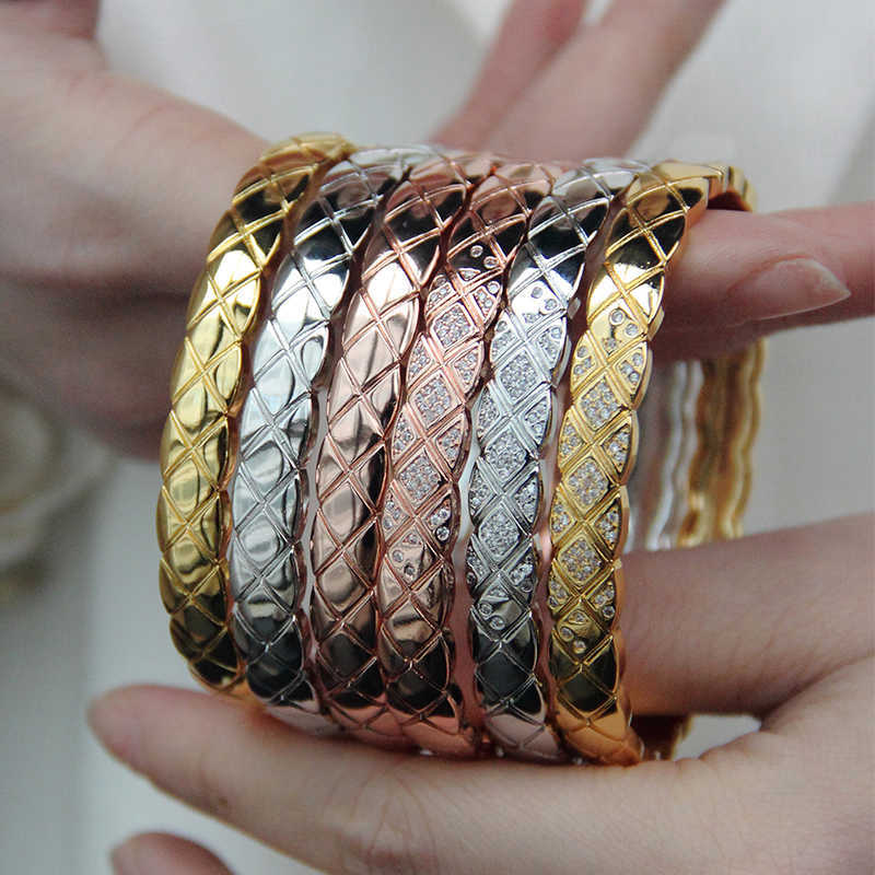 

Rose Gold Bracelet Fashion Cutting Grain Rose Gold Color / Silver Color / Gold Color Stainless Steel Bangle Q0720