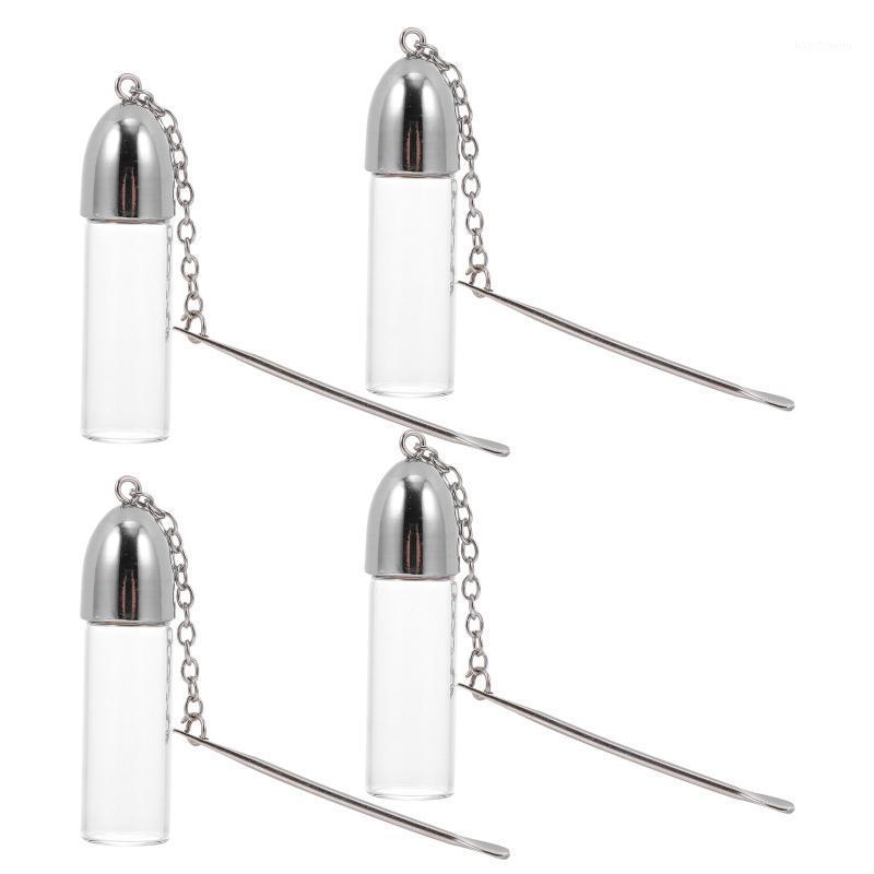 

Storage Bottles & Jars 4Pcs Glass Portable Holders With Earpick (Assorted Color)