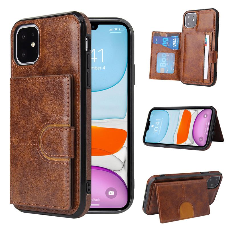 

high quality pu Leather Wallet Phone Cases For iPhone 13 12 Pro Max 11 XS XR X 7 8 Samsung note20 ultra Plus thin Portable Holder kickstand Cover With Card Slot Case, Mixed color