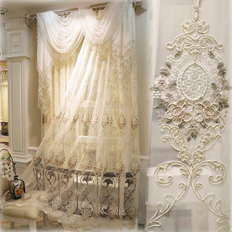 

Curtain & Drapes Top White Embroidered Voile For Living Room Windows High Quality Customized Elegant Tulle Villa Apartment Bedrooms