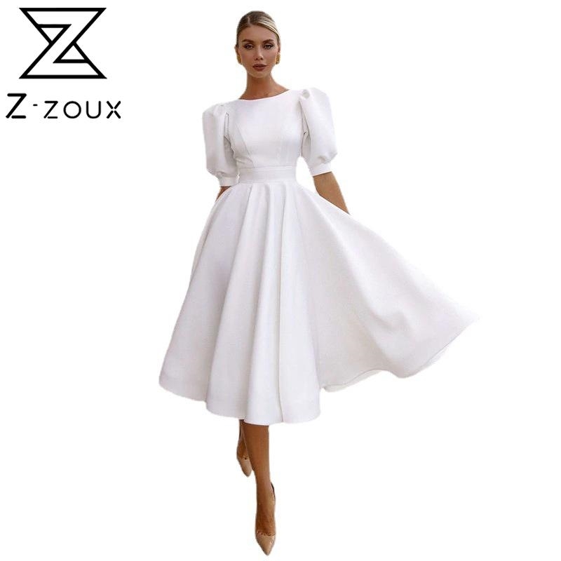 

Women Dress Puff Sleeve Backless Sexy es Short High Waist Large Hem Party es White Plus Size Maxi 210524