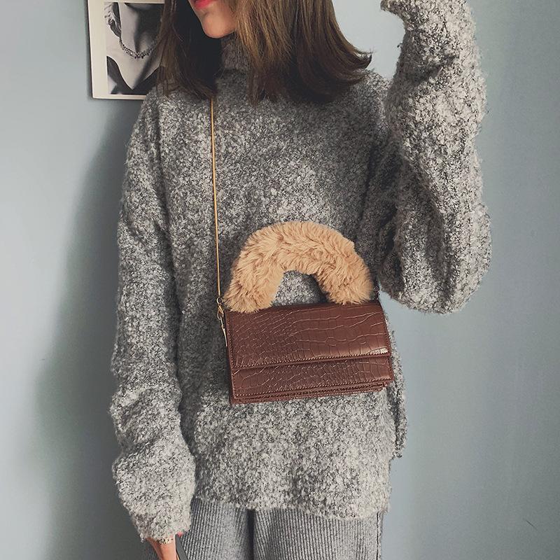 

2021 new Korean version of the shoulder bag women's fashion cute clutch bag casual large capacity diagonal female, Black