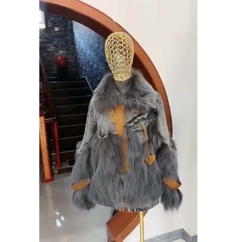 

Women's Fur & Faux Women Jacket Female Fashion Denim 2021 Autumn Winter Casual Warm Outwear High Quality, Black