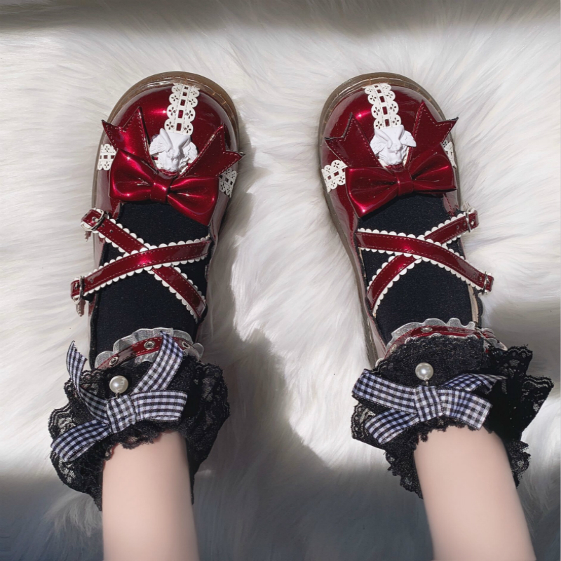 

Sweet Girl Cosplay Kawaii Lolita Anime Woman Japanese Harujuku Bow Women's Fivela Cross Loli Shoes 3uyc