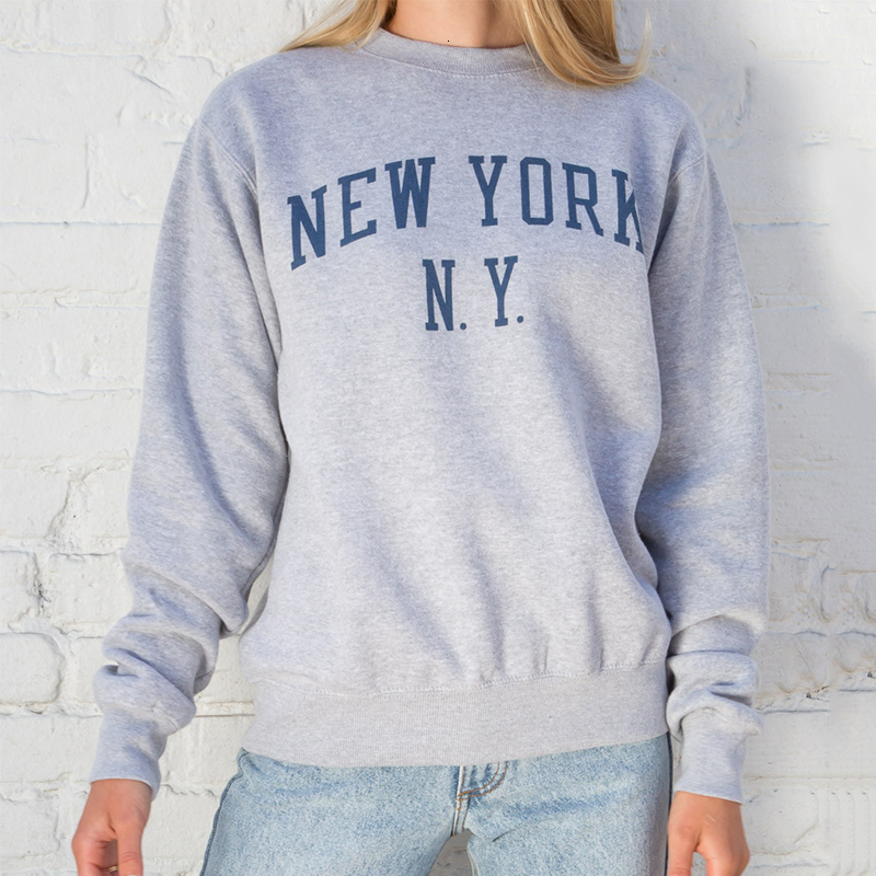 

2021 100%cotton Gray France Vintage Letter Printing Sweatshirt Autumn Fashion Pullovers Plus Size Hoodies Women Streetwear Wnt4