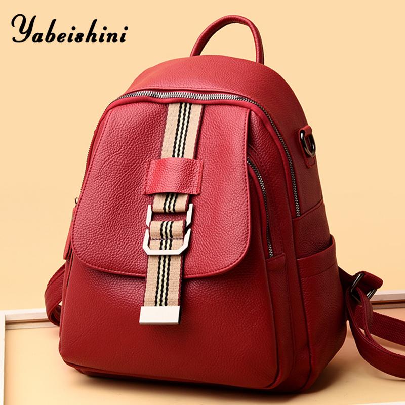 

2021 Casual Leather Designer Backpack Women Large Capacity Backpacks For School Teenagers Girls High Quality Travel Backpack, Black