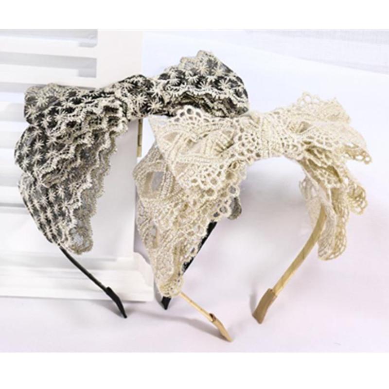 

Multi-layers Bow Knot Lace Hairband for Women Korean Large Bow Head Band Ladies Headdress Embroidery Lace Hair Band