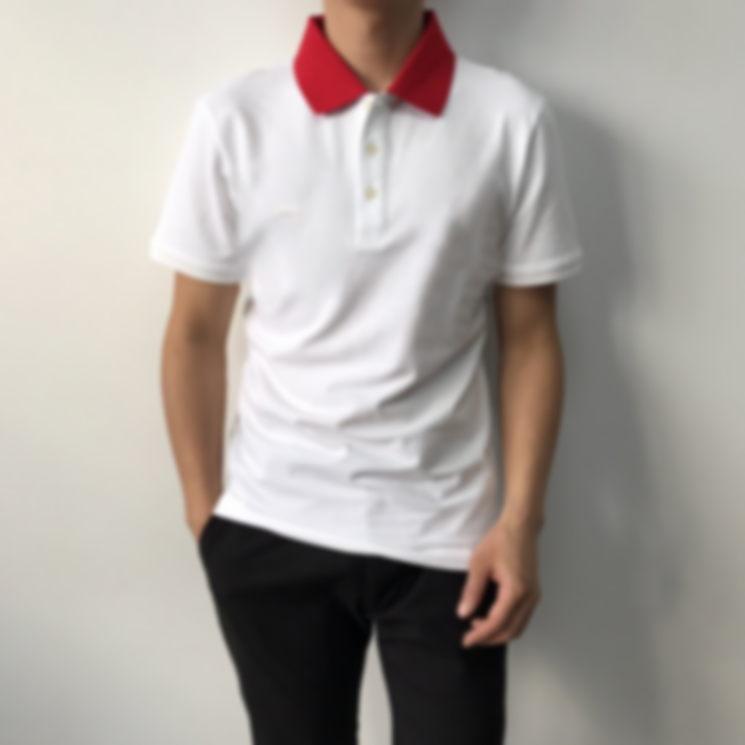 

2021 European spring and summer latest fashion super large patch letter printing mixed cotton Italian men's T-shirt men's white POLO shirt, White;black