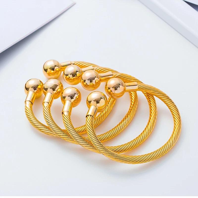 

Bangle 1pcs 3MM Dubai Bangles For Women Gold Bracelets&Bangles Copper Ball Cuff Saudi Arabic Wedding Bridal Jewelry