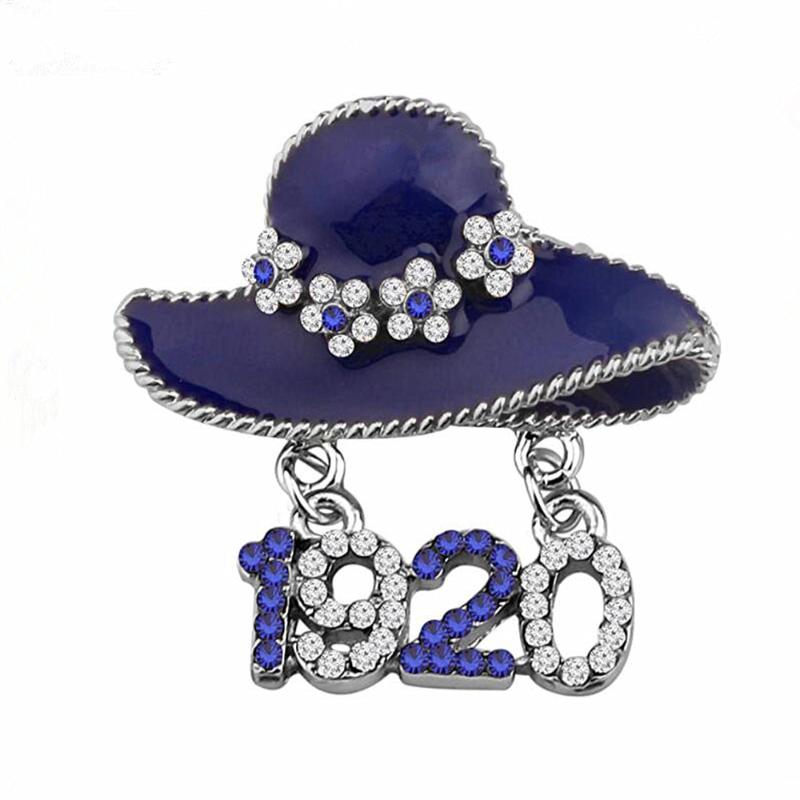 

Fashion Metal White Blue Crystal Greek Letter Hat 1920 Zeta Phi Beta Brooch Sorority Society ZOB Symbol Pin Jewelry For Women