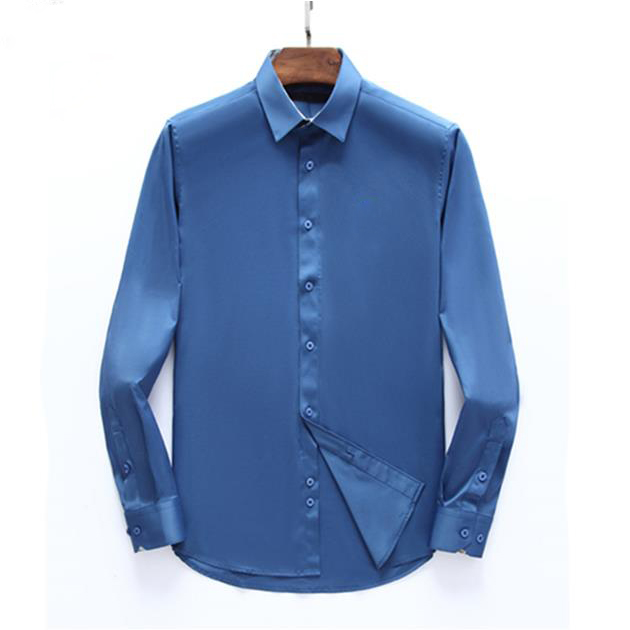 

Luxurys Designers Dress Shirt Menswear Fashion Society Black Men Solid Color Business Casual Mens Long Sleeve M-3XL#80, White
