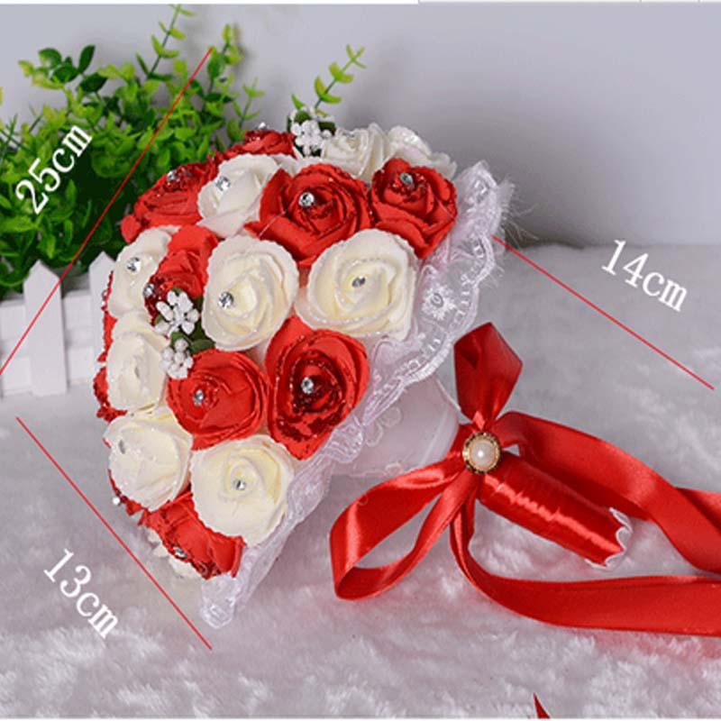 

Two Color Patchwork Handmade PE Rose Wedding Flowers Mini Bridal Bouquets Crystal Sparkle Bride Bridesmaid Wedding Bouquet E-05, Pink